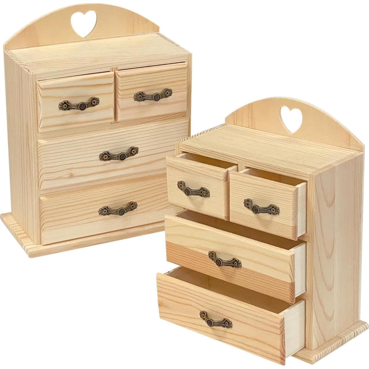 Cajas de Madera Cregugua para Joyería - 2 Piezas con Cajones