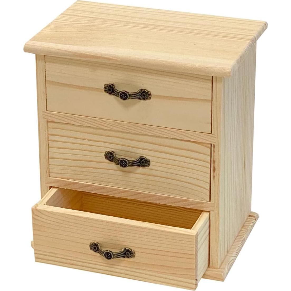 Paquete de 2 cajas de madera Cregugua con 3 cajones 16x10x18 cm