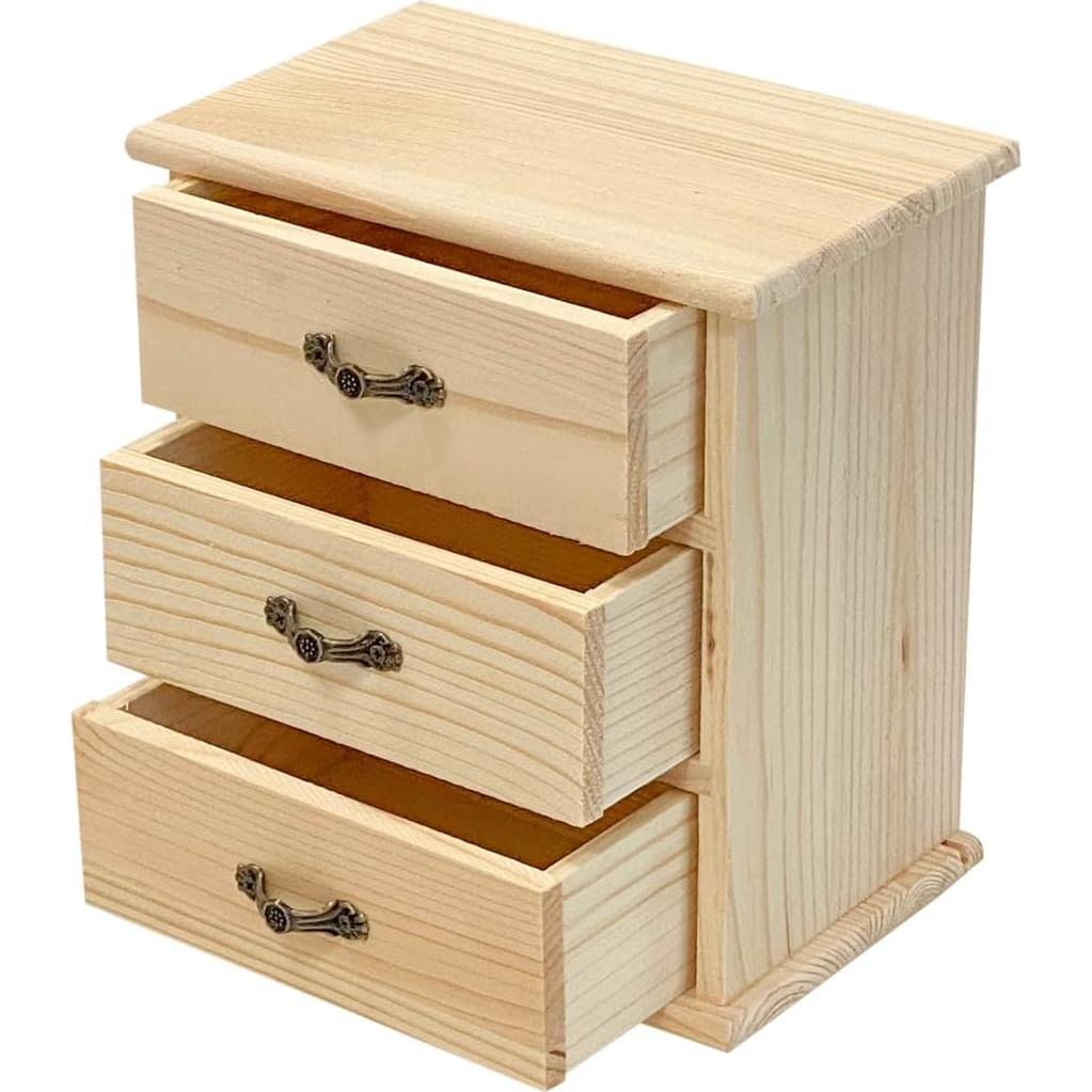 Paquete de 2 cajas de madera Cregugua con 3 cajones 16x10x18 cm