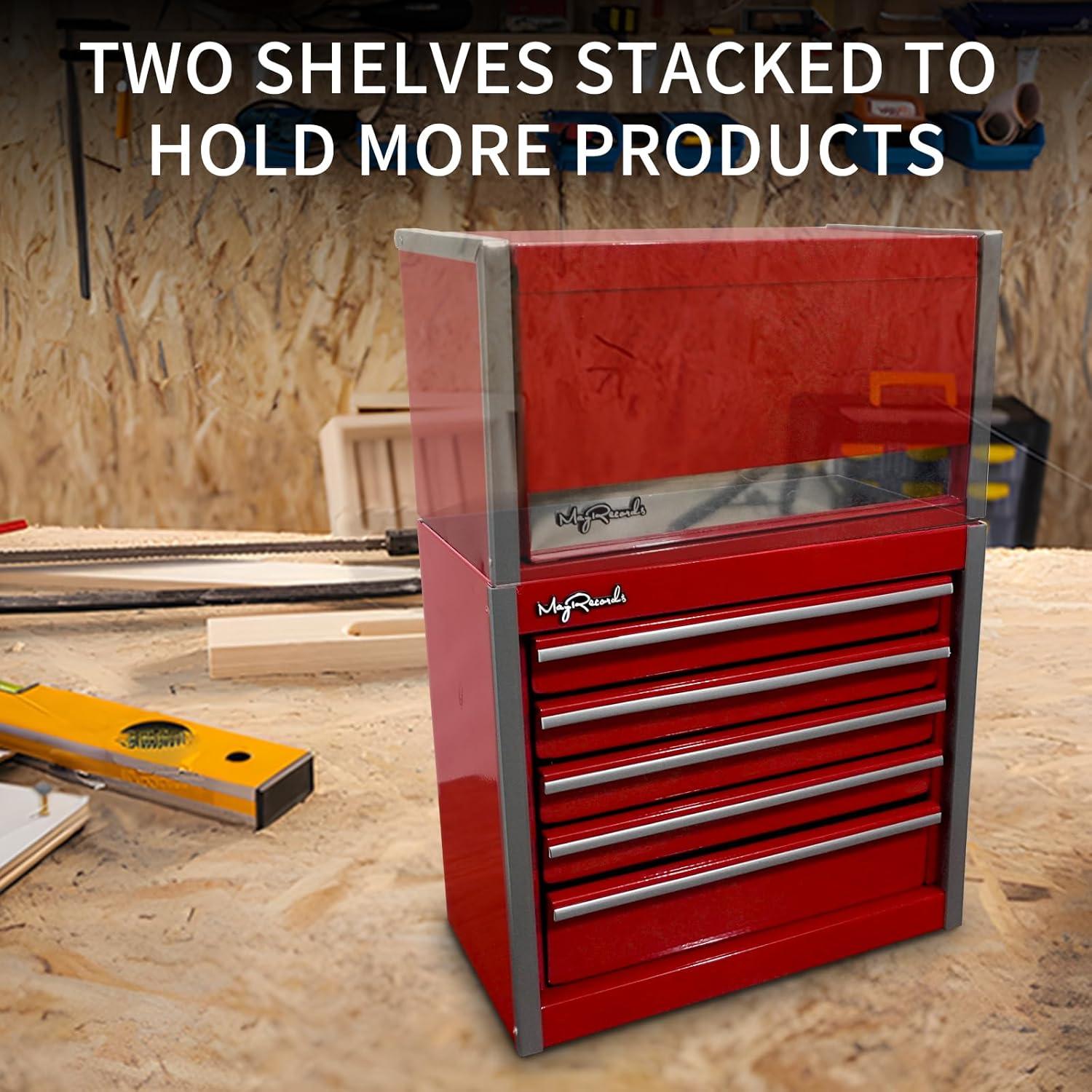 Caja de herramientas metálica mini roja 5 cajones 21.5x11.5 cm