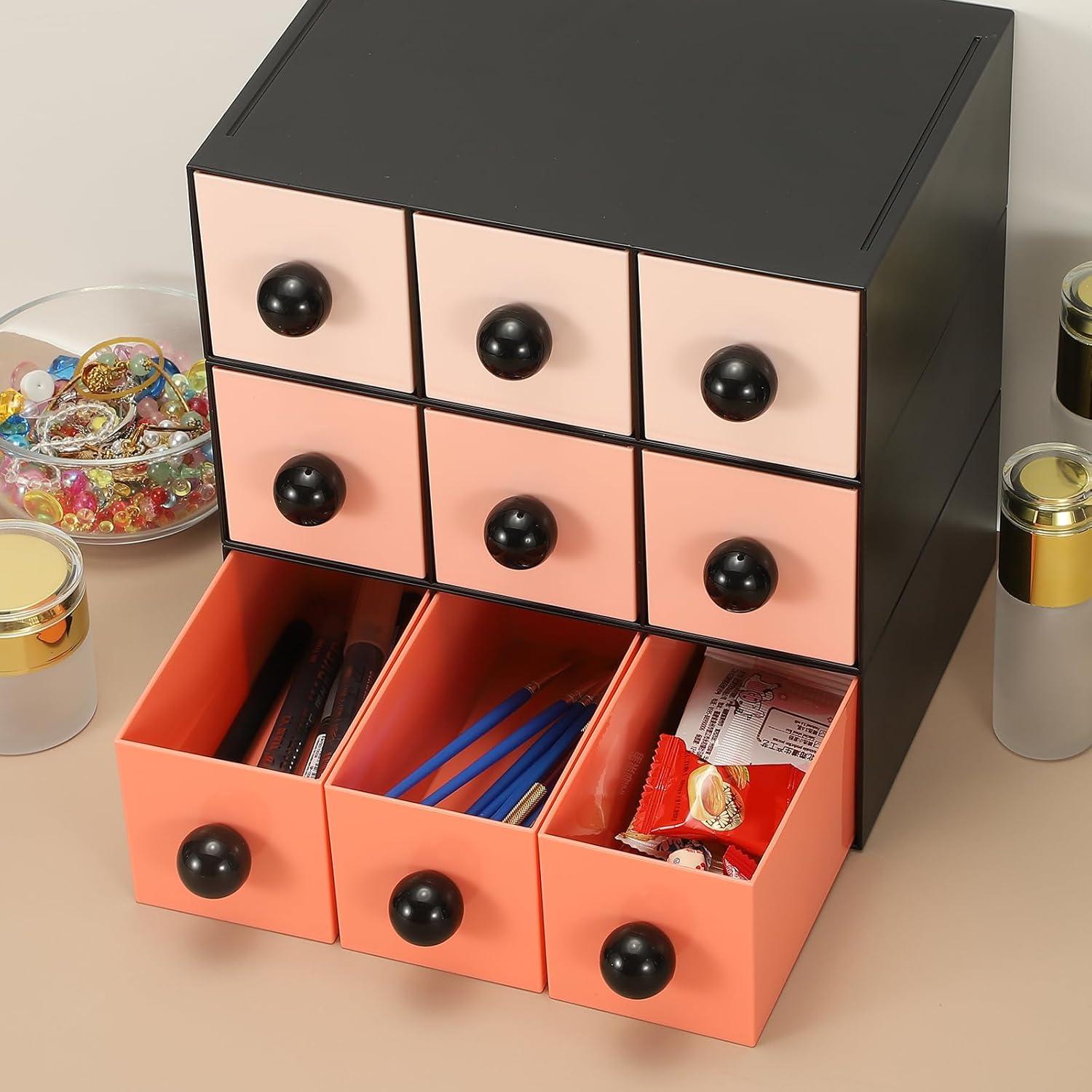 Cajones de Almacenamiento Apilables PATIKIL Rosa Oscuro 3 Cajones