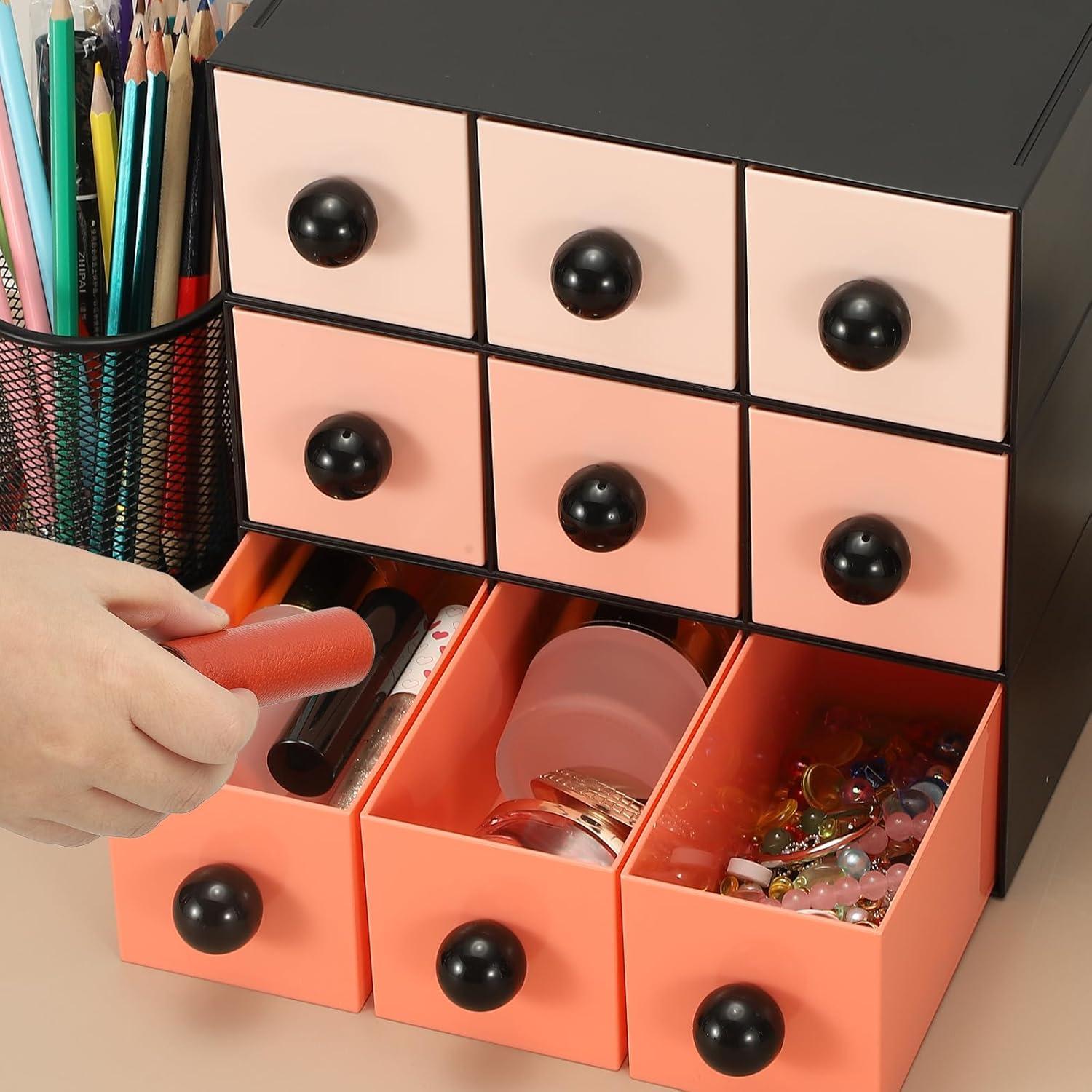 Cajones de Almacenamiento Apilables PATIKIL Rosa Oscuro 3 Cajones