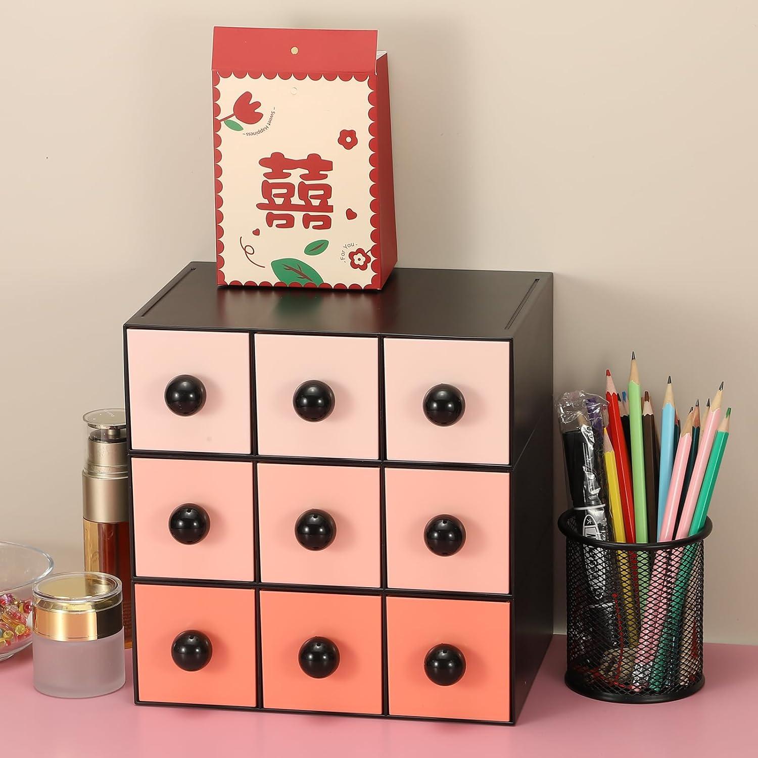 Cajones de Almacenamiento Apilables PATIKIL Rosa Oscuro 3 Cajones