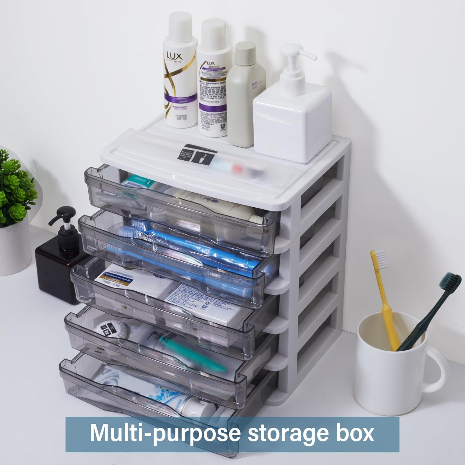 Organizador de Escritorio Charmewooden 5 Cajones Transparentes