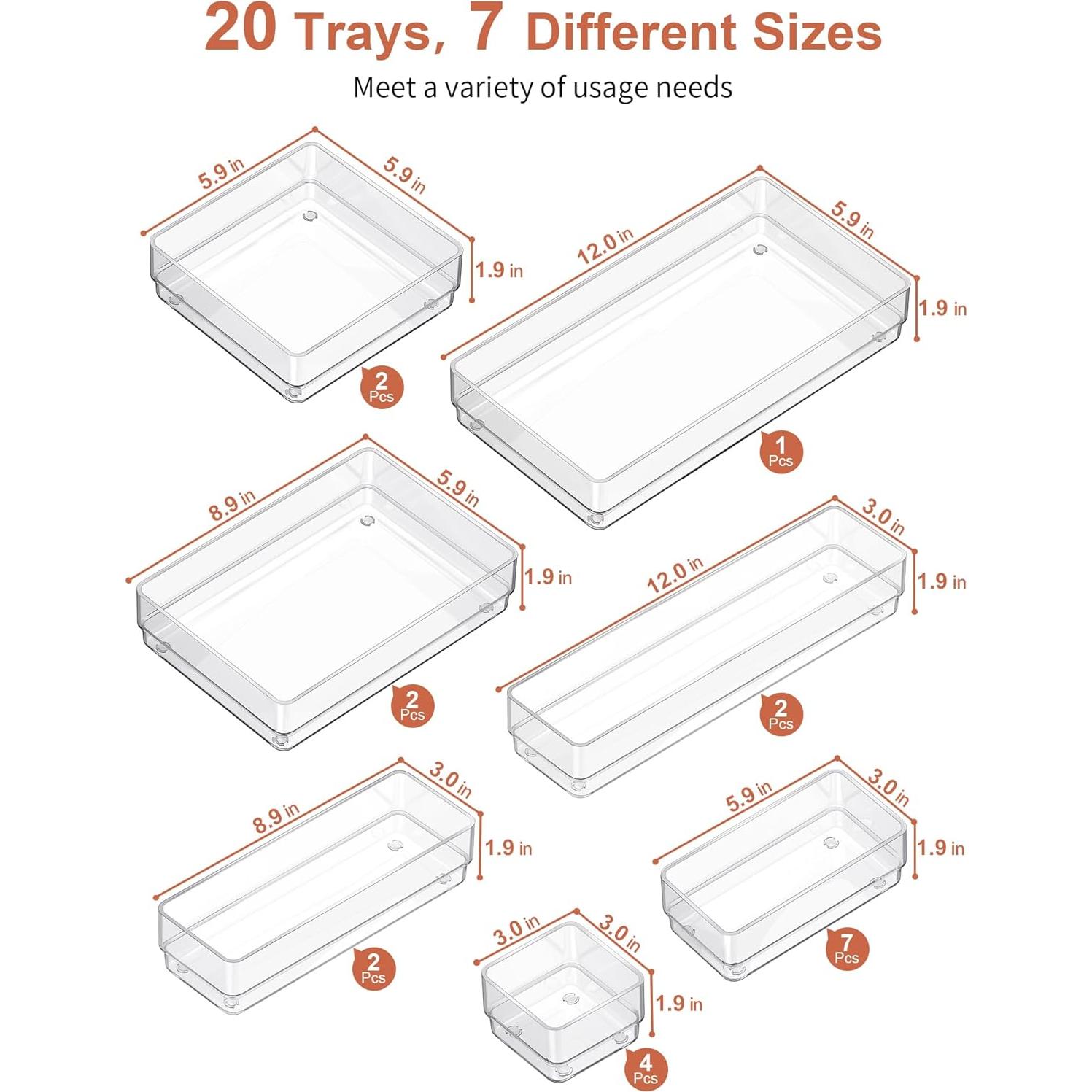 Organizador de Cajones SMARTAKE 20 Piezas Antideslizante