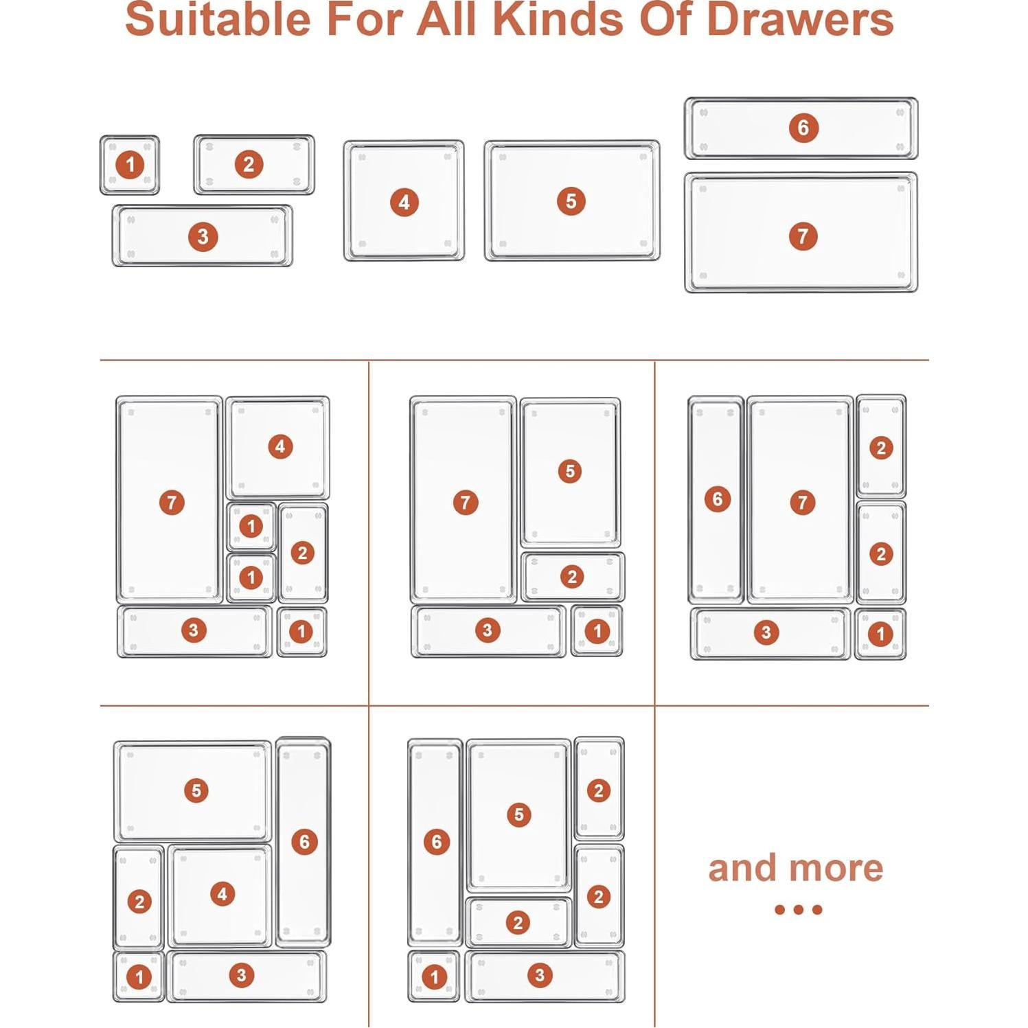 Organizador de Cajones SMARTAKE 20 Piezas Antideslizante
