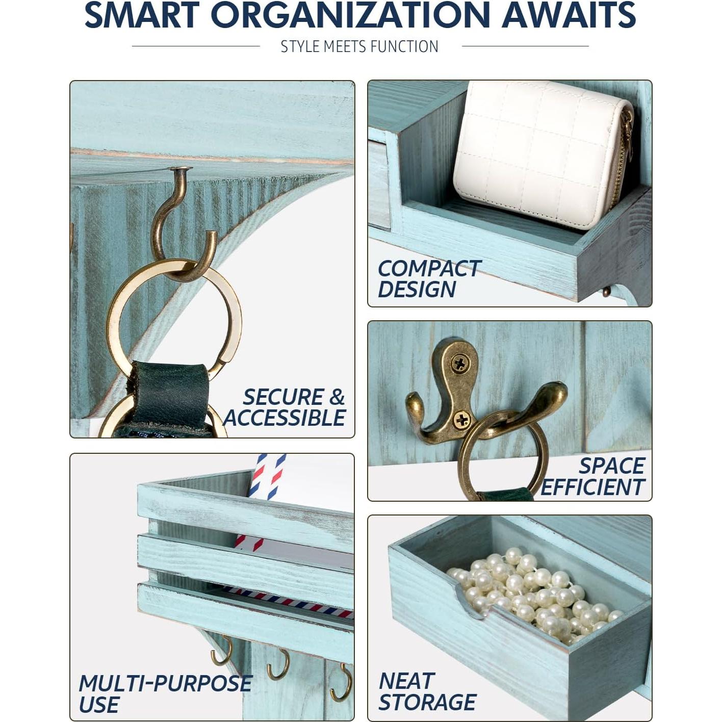 Soporte de Llaves Rebee Vision con Organizador de Correo Azul