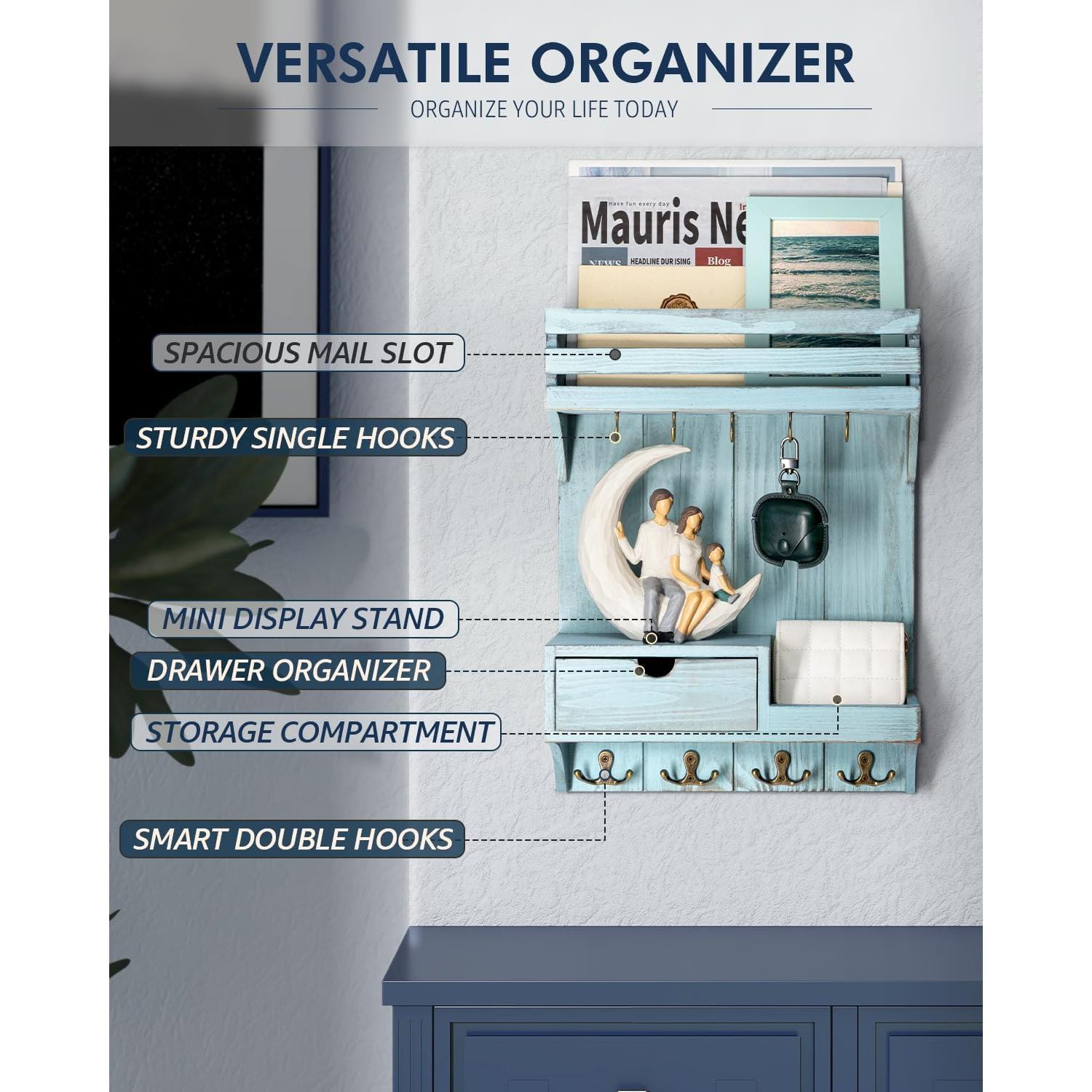 Soporte de Llaves Rebee Vision con Organizador de Correo Azul