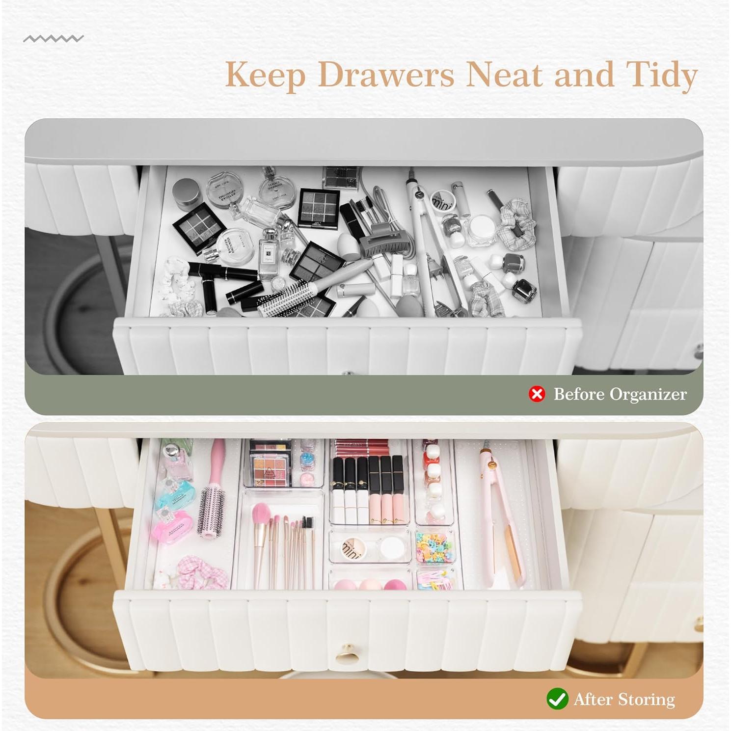 Organizador de Cajones Criusia, Set de 12 Piezas Transparentes