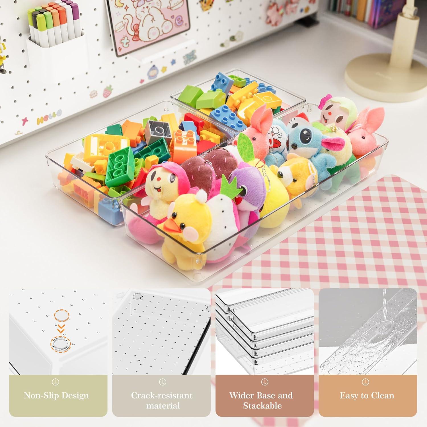 Organizador de Cajones Criusia, Set de 12 Piezas Transparentes