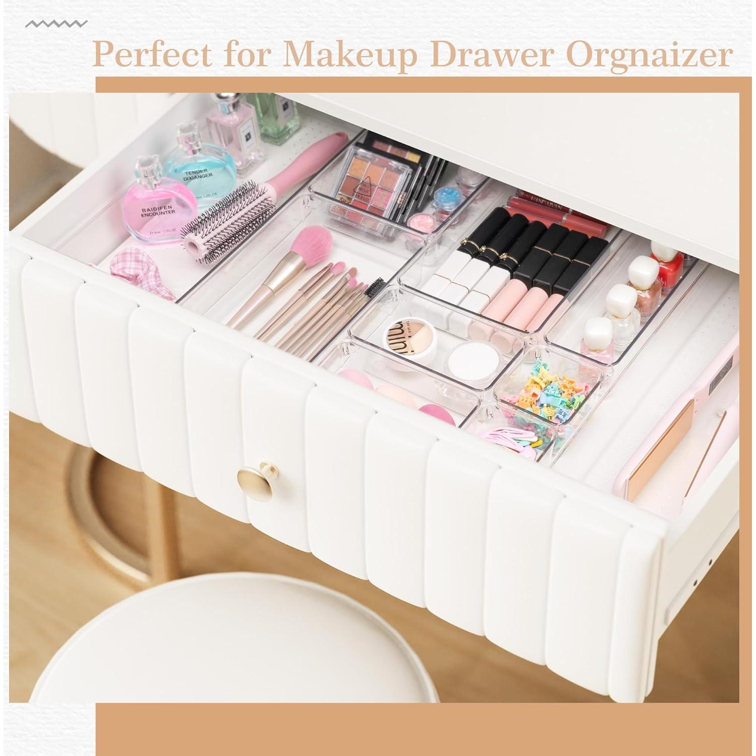 Organizador de Cajones Criusia, Set de 12 Piezas Transparentes