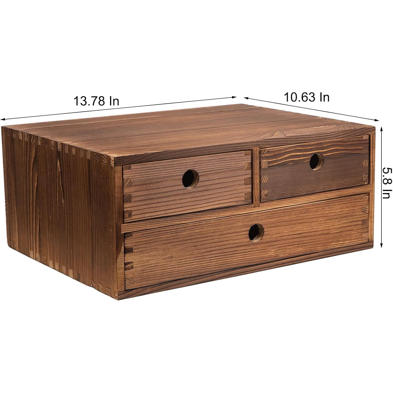 Gabinete de Almacenamiento de Madera ExoLiry 3 Cajones Marrón