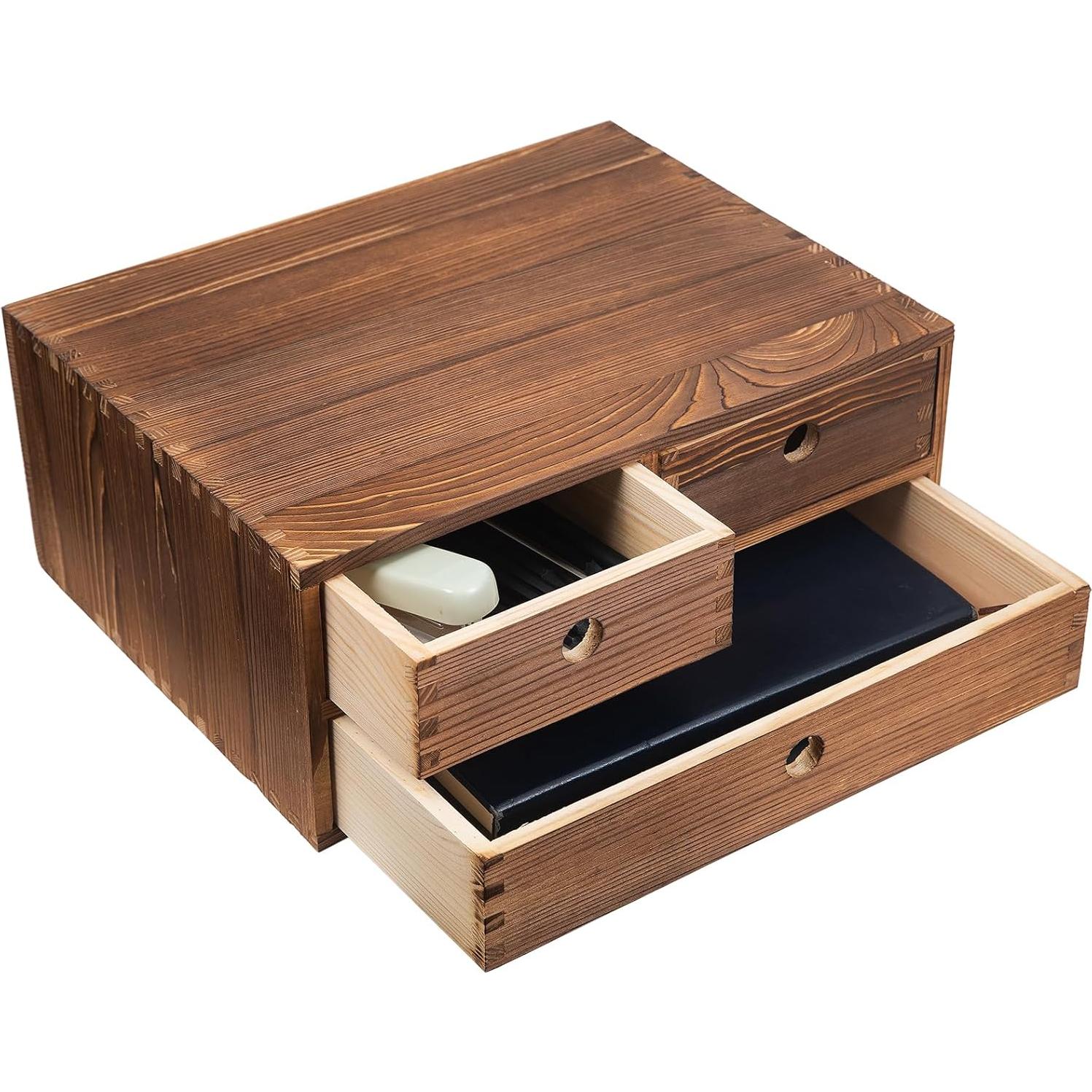 Gabinete de Almacenamiento de Madera ExoLiry 3 Cajones Marrón