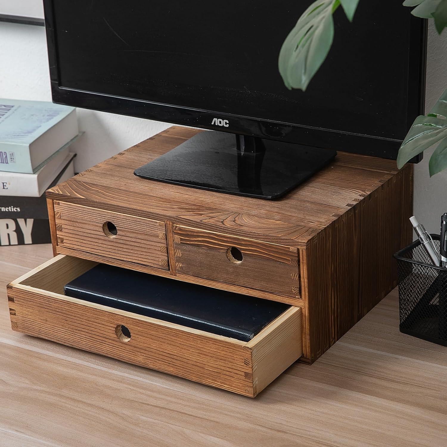 Gabinete de Almacenamiento de Madera ExoLiry 3 Cajones Marrón