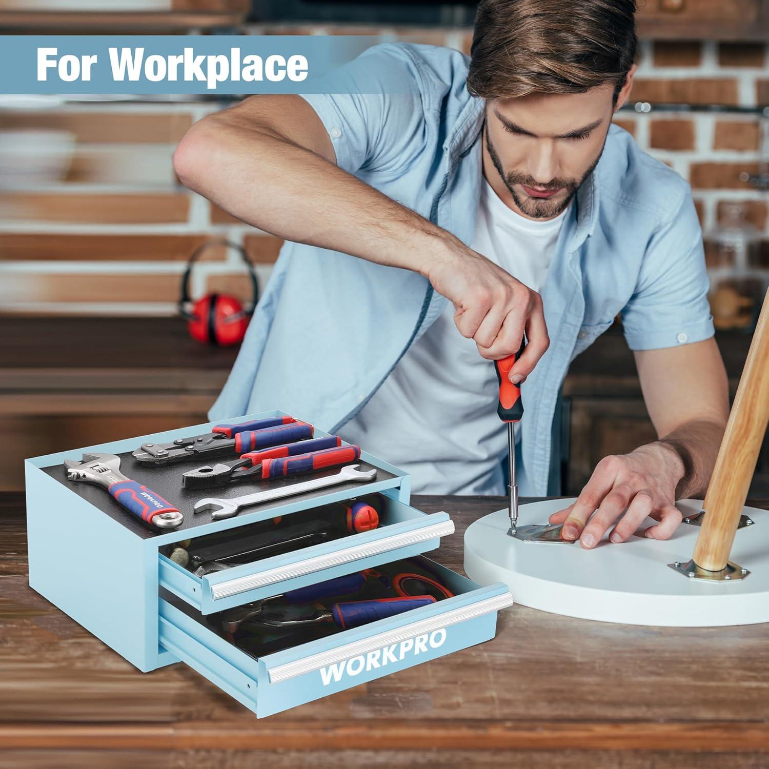 Caja de Herramientas WORKPRO Mini 31.75x22.86x13.97 cm Azul