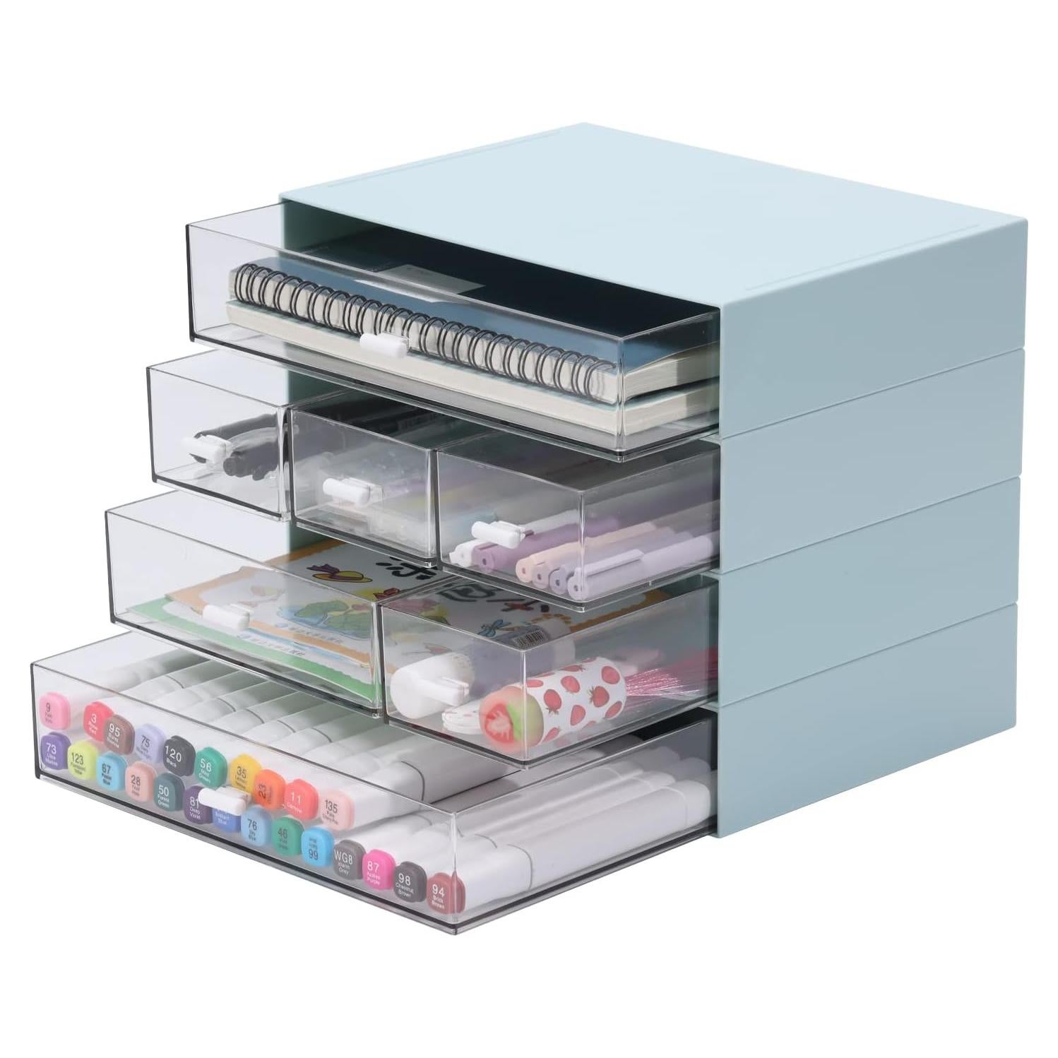 Organizador de Escritorio OSsteed con 7 Cajones Apilables Azul