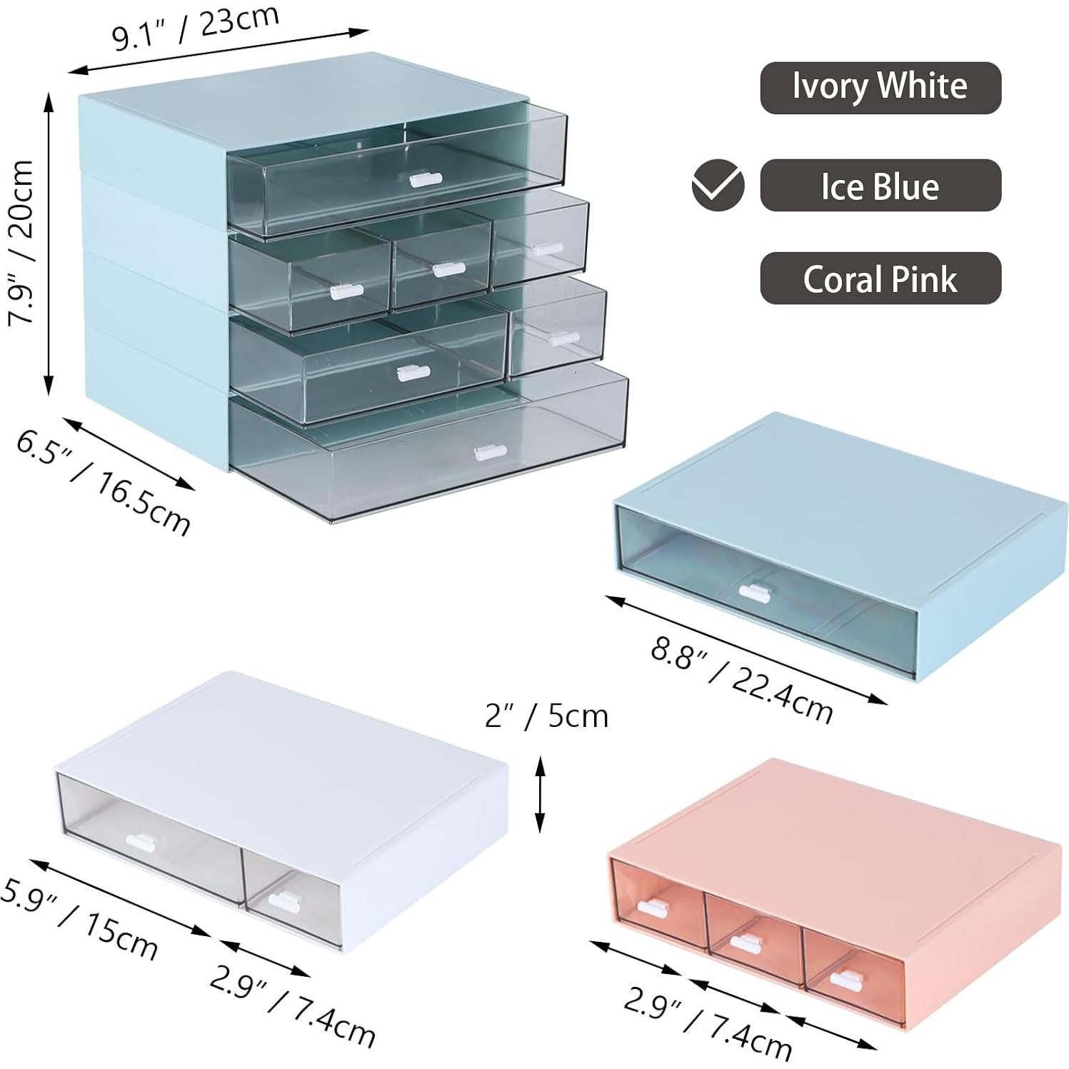 Organizador de Escritorio OSsteed con 7 Cajones Apilables Azul