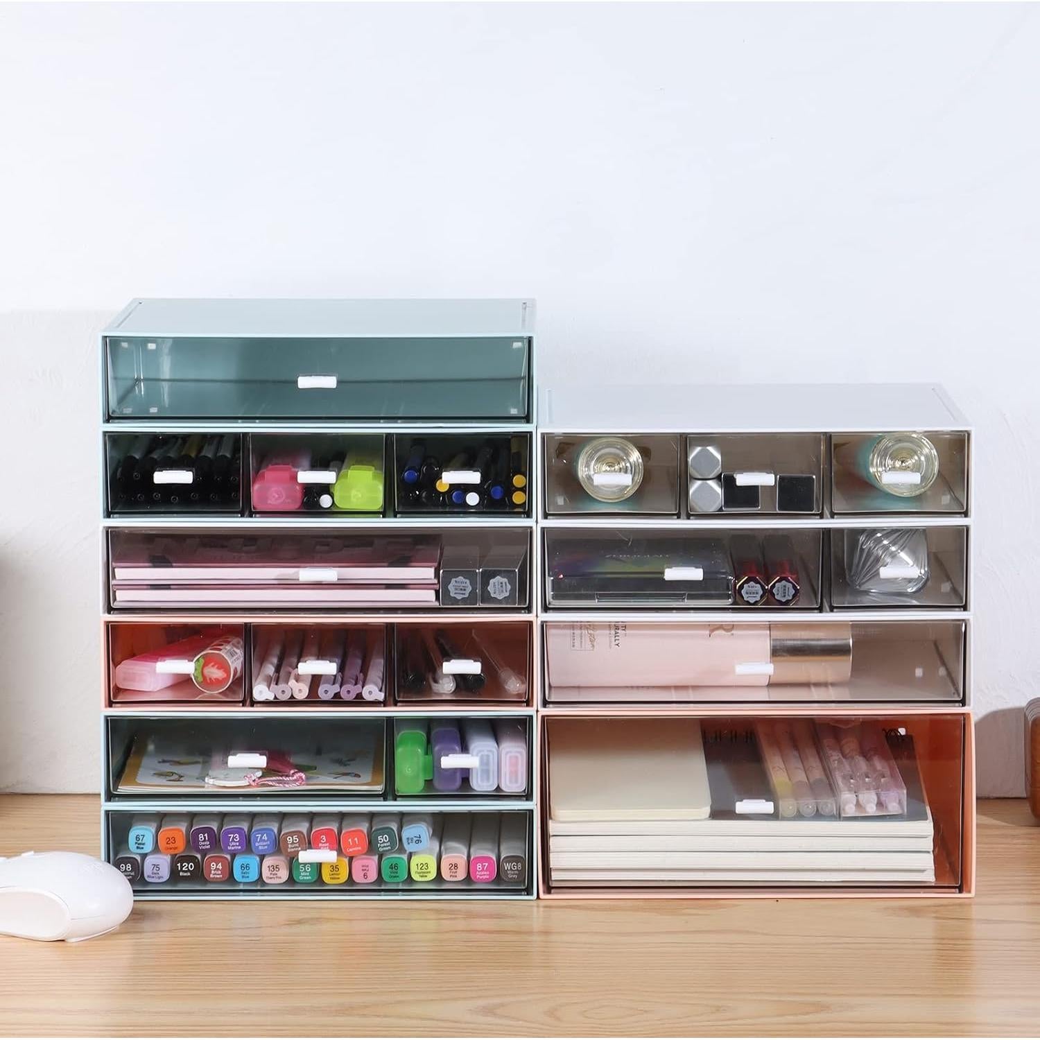 Organizador de Escritorio OSsteed con 7 Cajones Apilables Azul