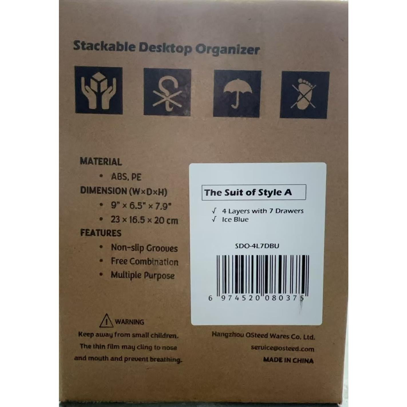 Organizador de Escritorio OSsteed con 7 Cajones Apilables Azul