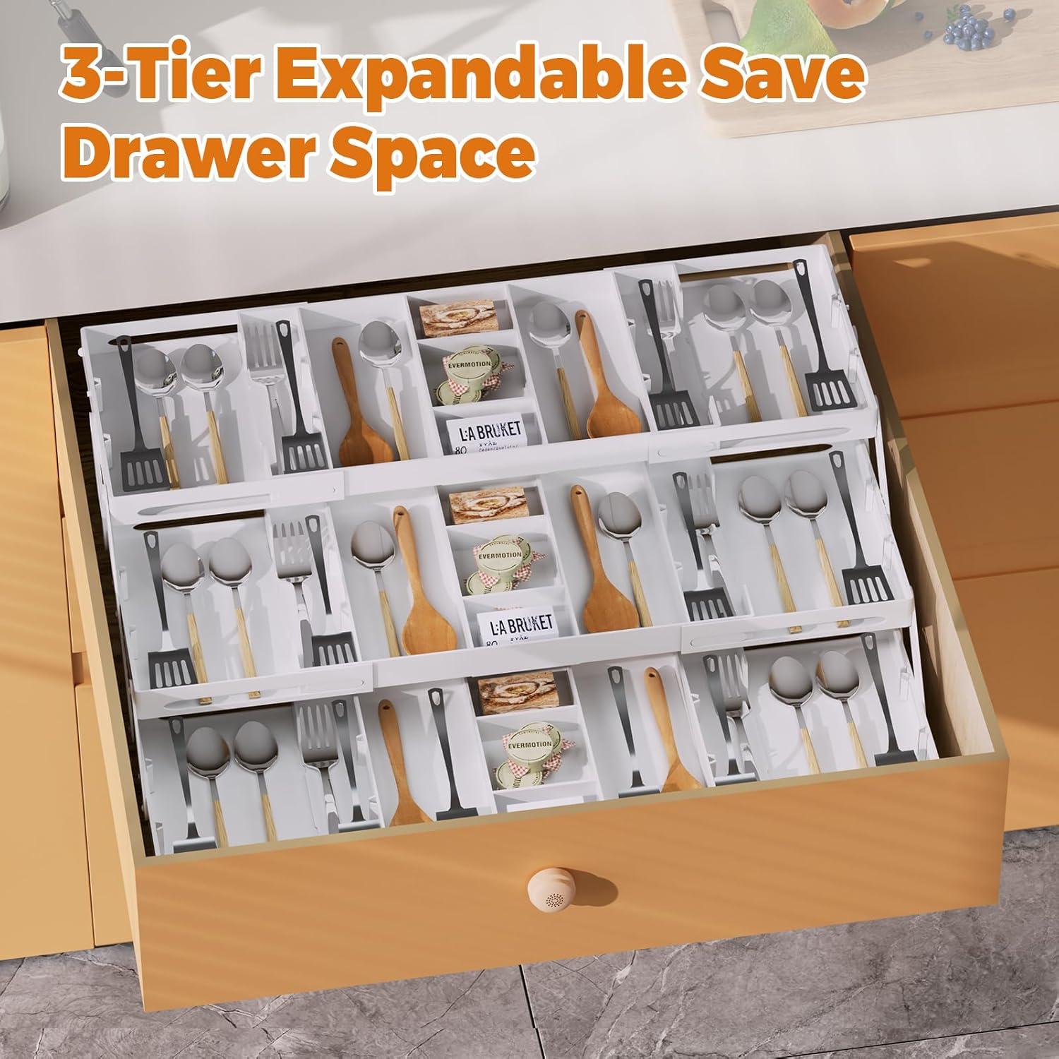 Organizador de Cajones Expandible Lucasden 3 Niveles Blanco