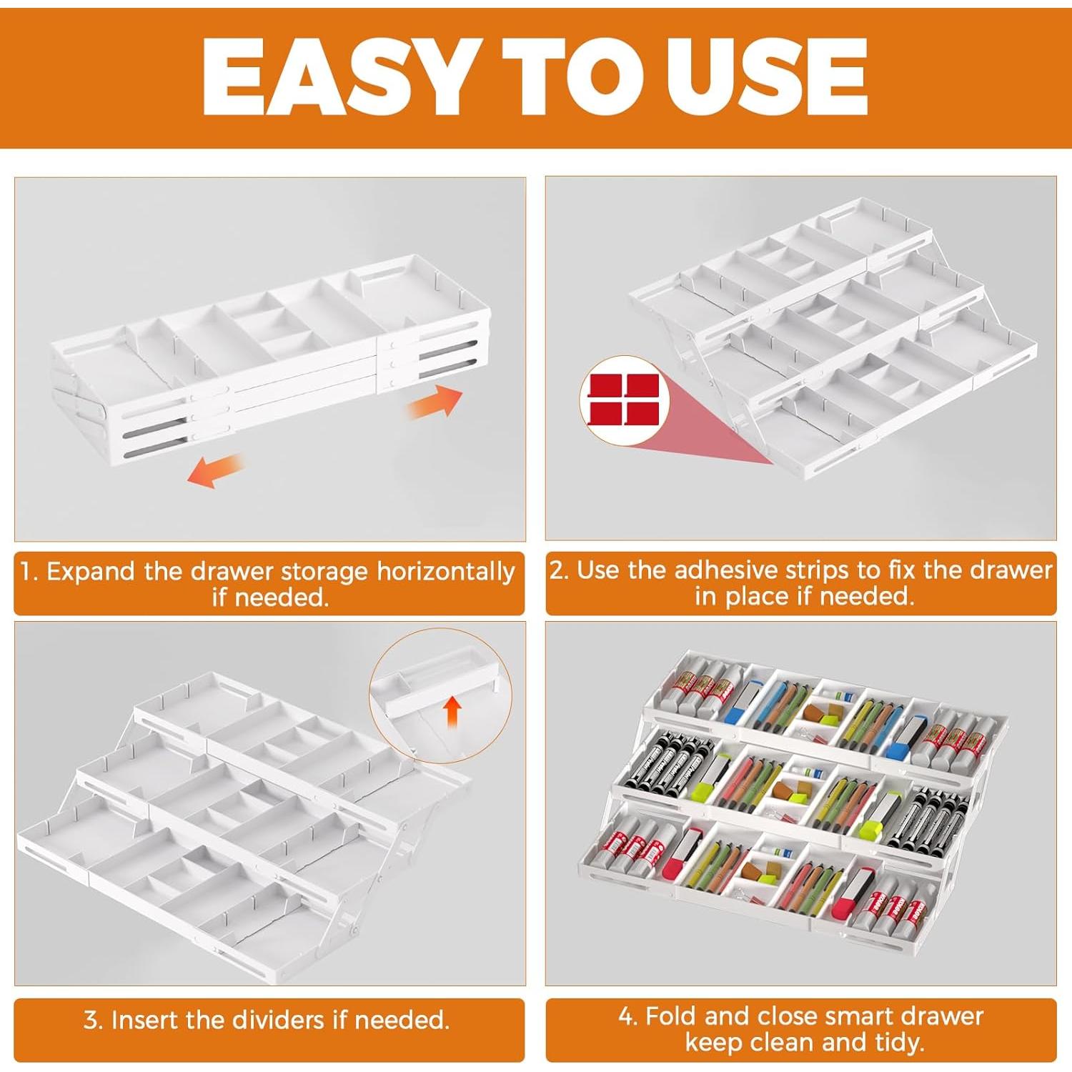 Organizador de Cajones Expandible Lucasden 3 Niveles Blanco