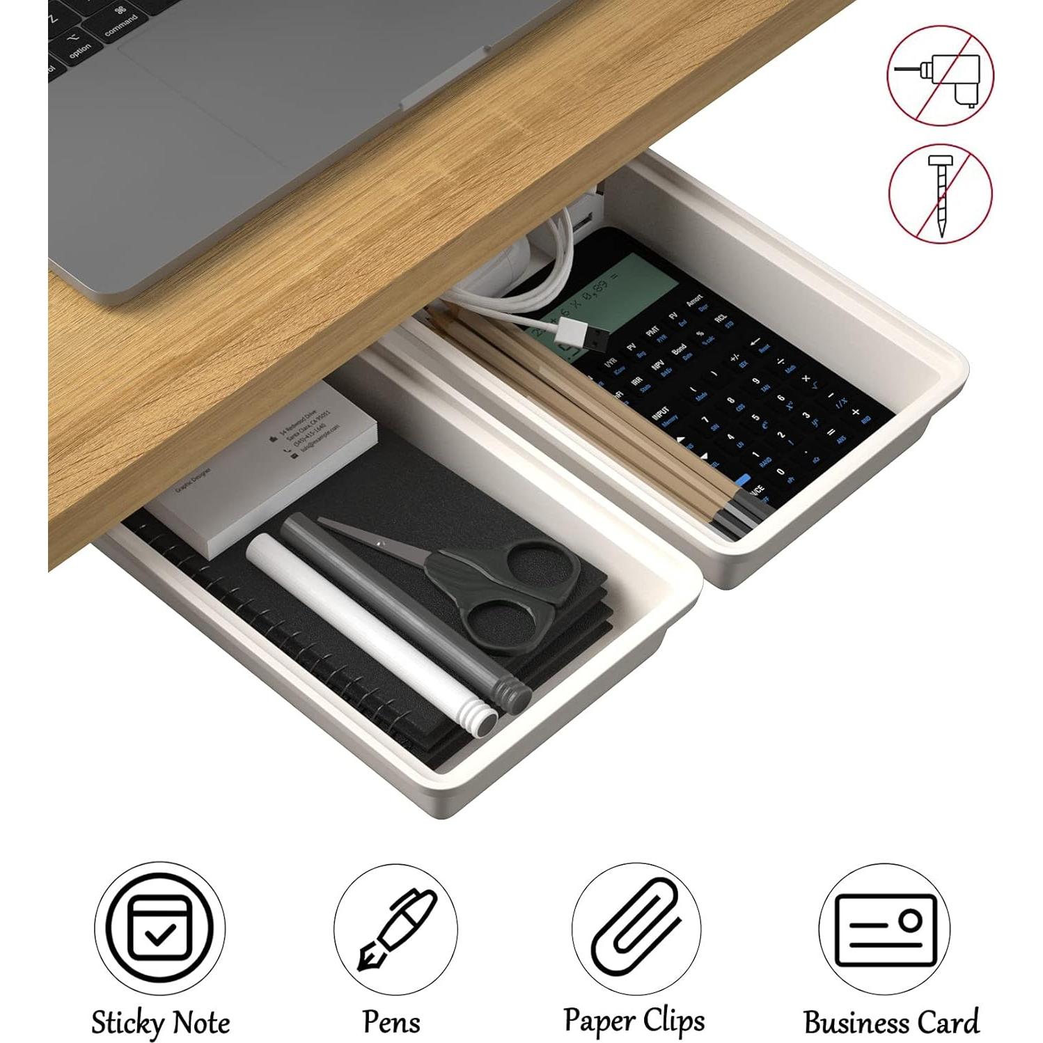 Cajón de Almacenamiento Bajo la Mesa SVNNELP 2Pack Blanco