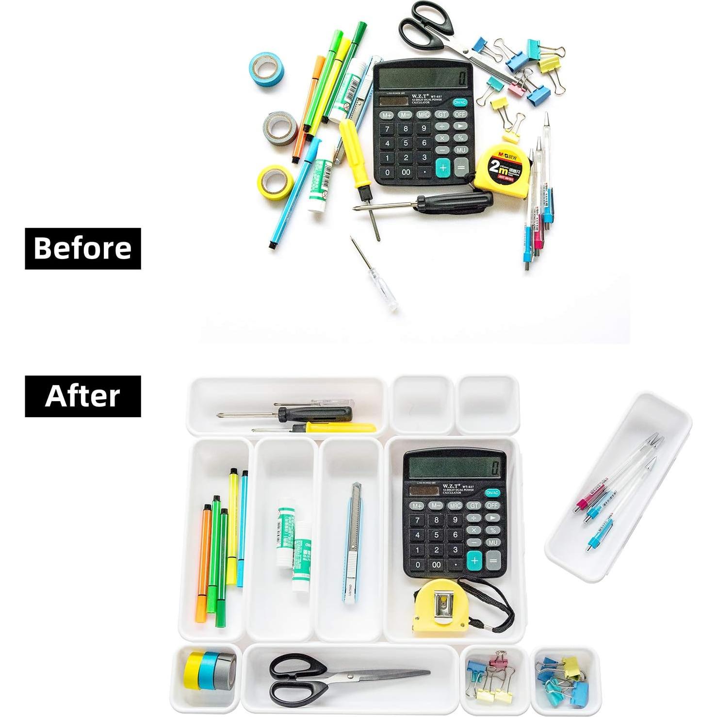 Organizadores de Cajones BYCY 18 Piezas Plástico Blanco