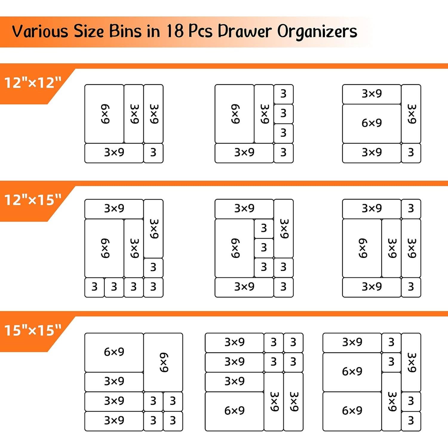 Organizadores de Cajones BYCY 18 Piezas Plástico Blanco