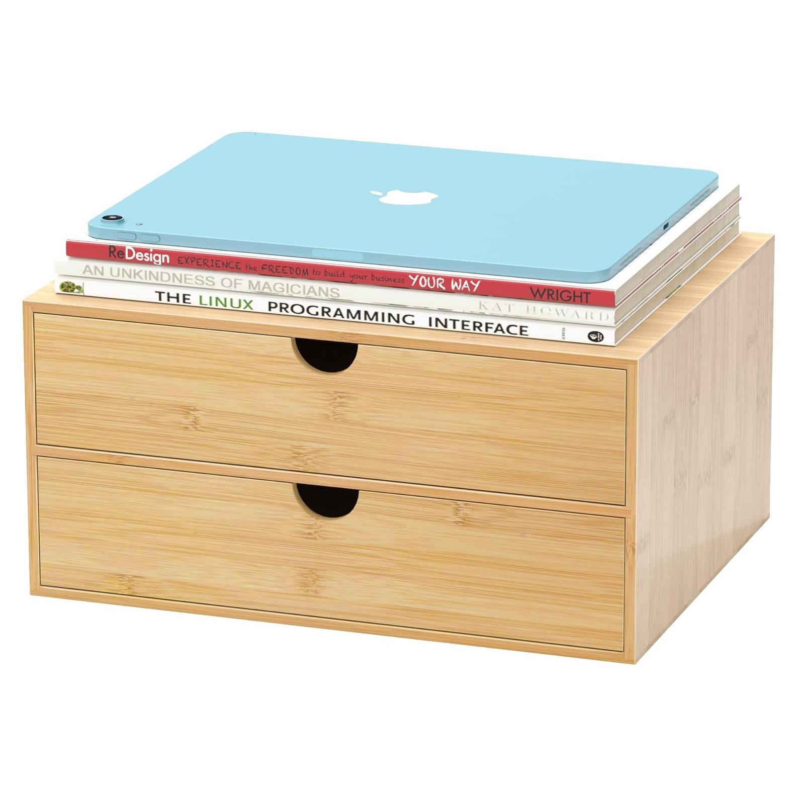 Organizador de Escritorio de Bambú Wisuce con 2 Cajones