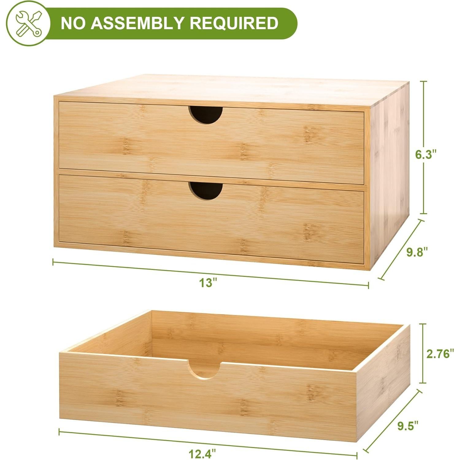 Organizador de Escritorio de Bambú Wisuce con 2 Cajones