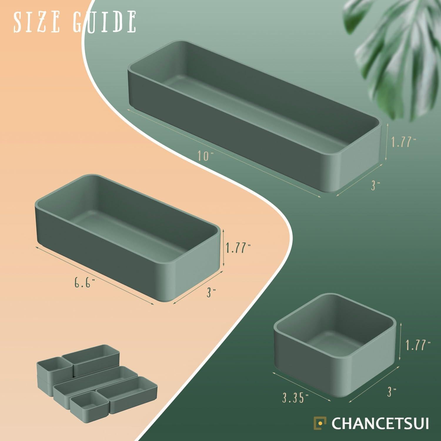 Juego de 6 Organizadores de Cajones Apilables CHANCETSUI Verde