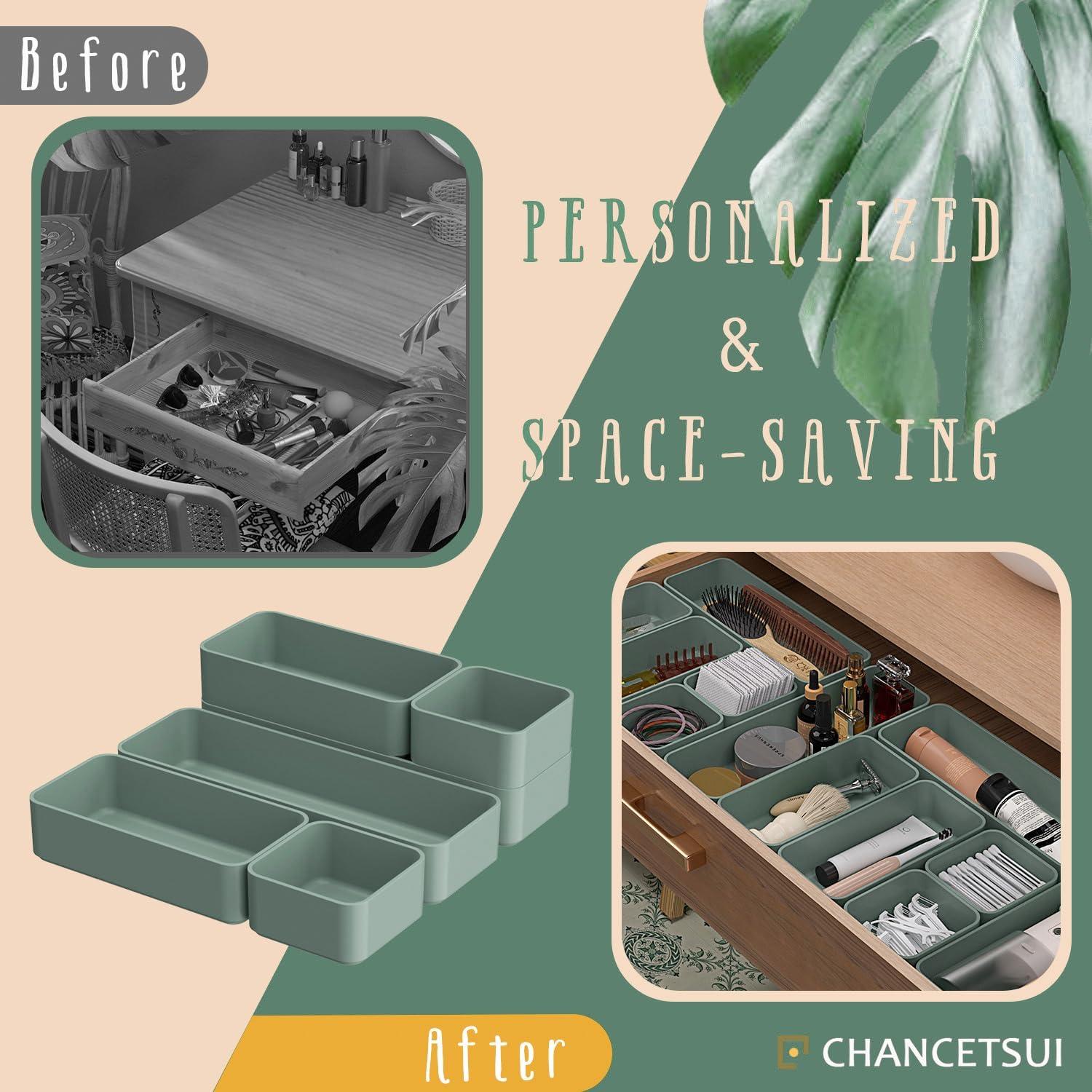 Juego de 6 Organizadores de Cajones Apilables CHANCETSUI Verde