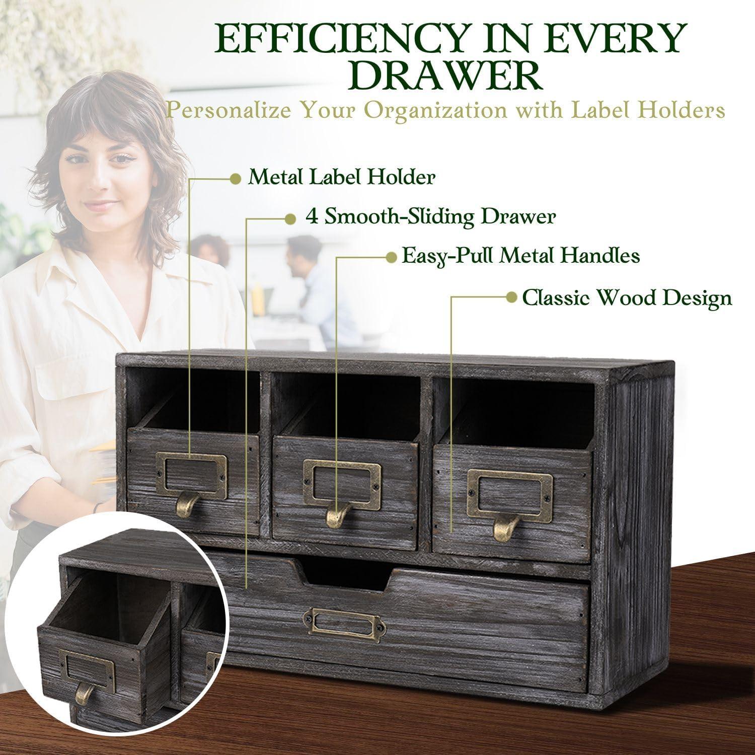 Organizador de Escritorio Flexzion de Madera con 4 Cajones