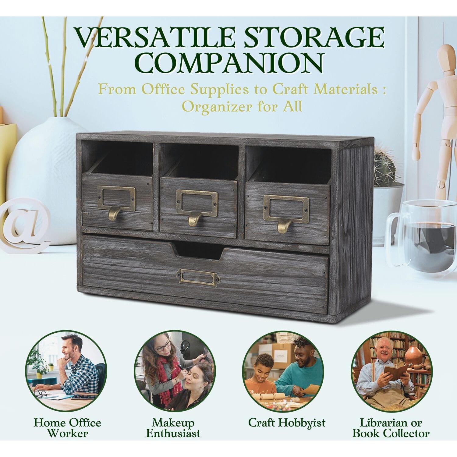 Organizador de Escritorio Flexzion de Madera con 4 Cajones