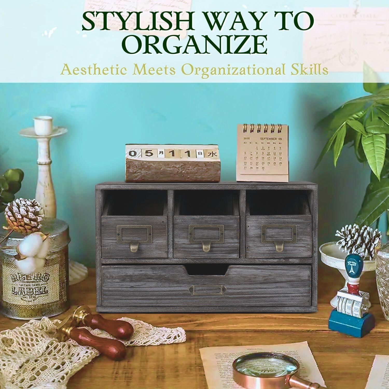 Organizador de Escritorio Flexzion de Madera con 4 Cajones