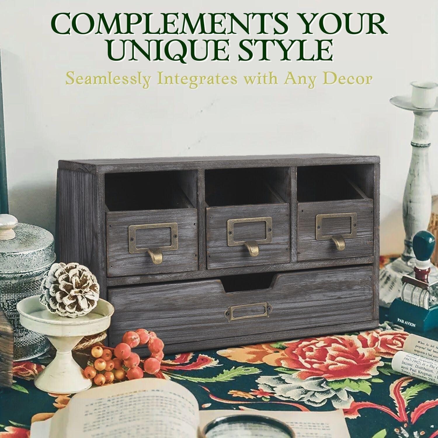 Organizador de Escritorio Flexzion de Madera con 4 Cajones