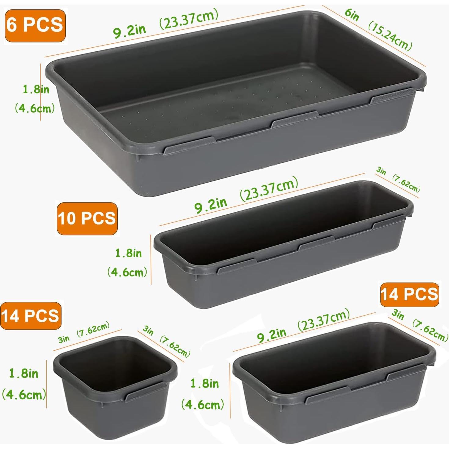 Organizador de Cajones Kutesna 44 Piezas Plástico Negro