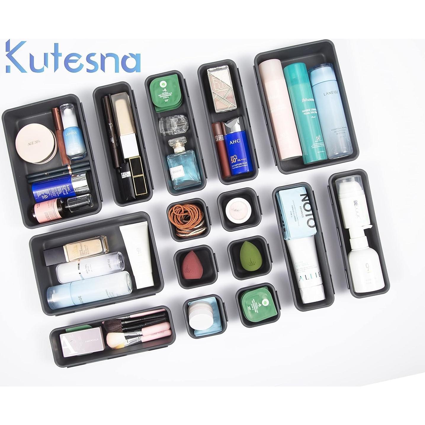 Organizador de Cajones Kutesna 44 Piezas Plástico Negro