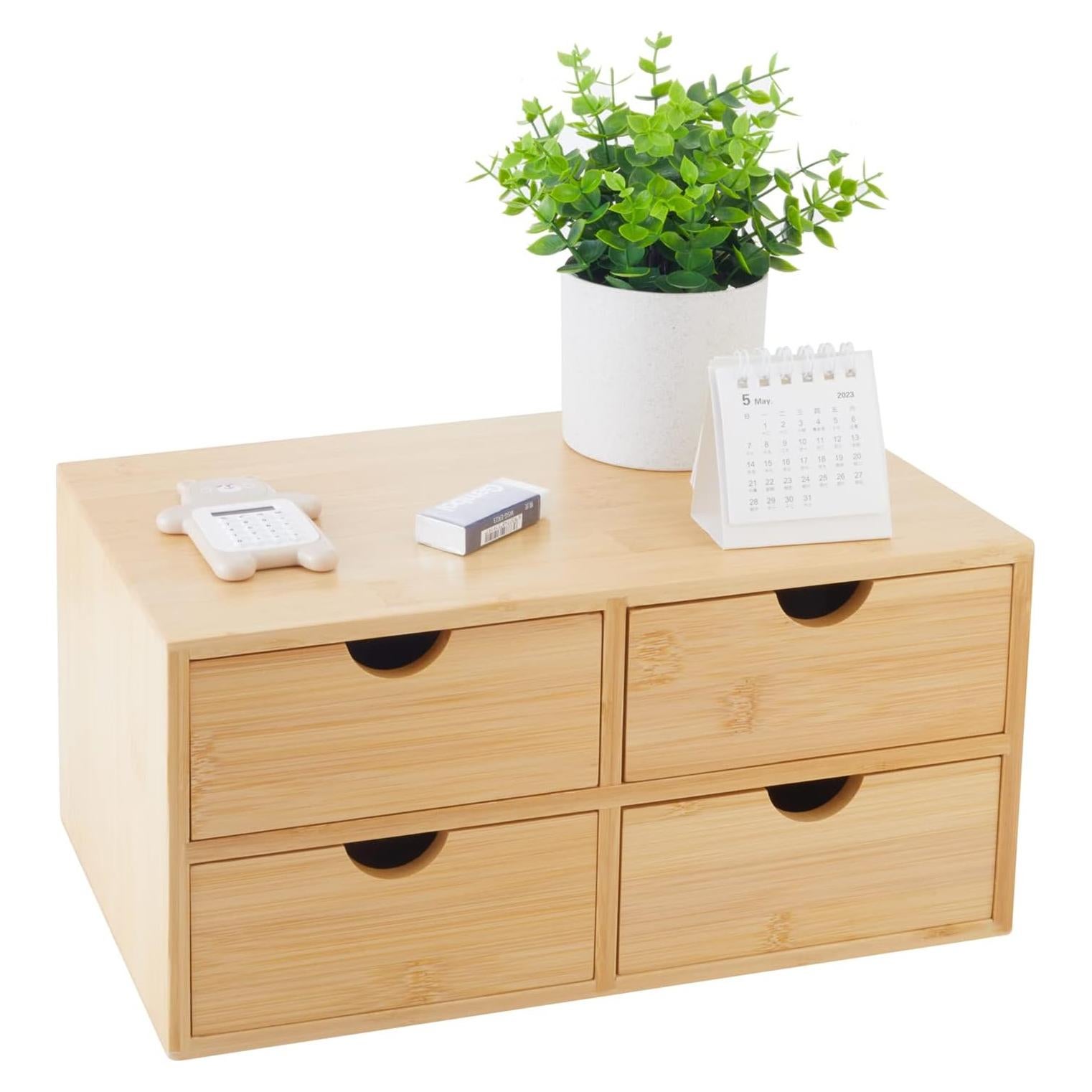 Organizador de Escritorio de Bambú Charmewooden 4 Cajones