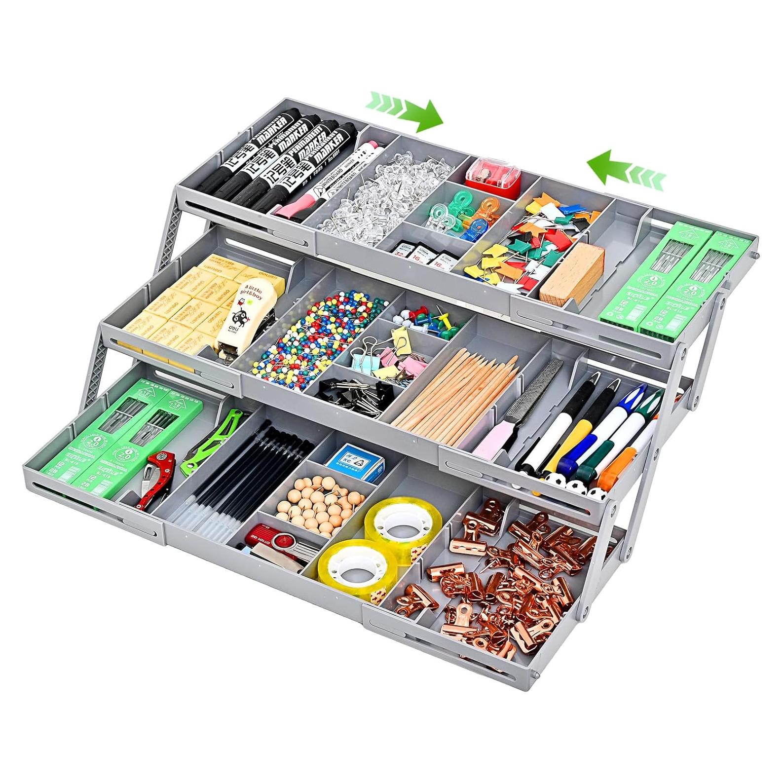 Organizador de Cajones Expandible Gisiyunly 3 Niveles Gris