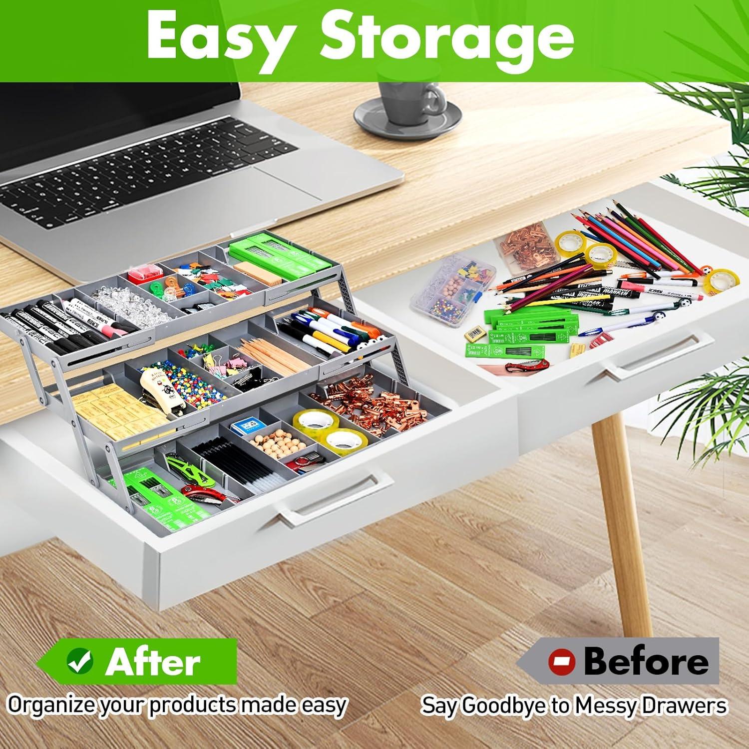 Organizador de Cajones Expandible Gisiyunly 3 Niveles Gris