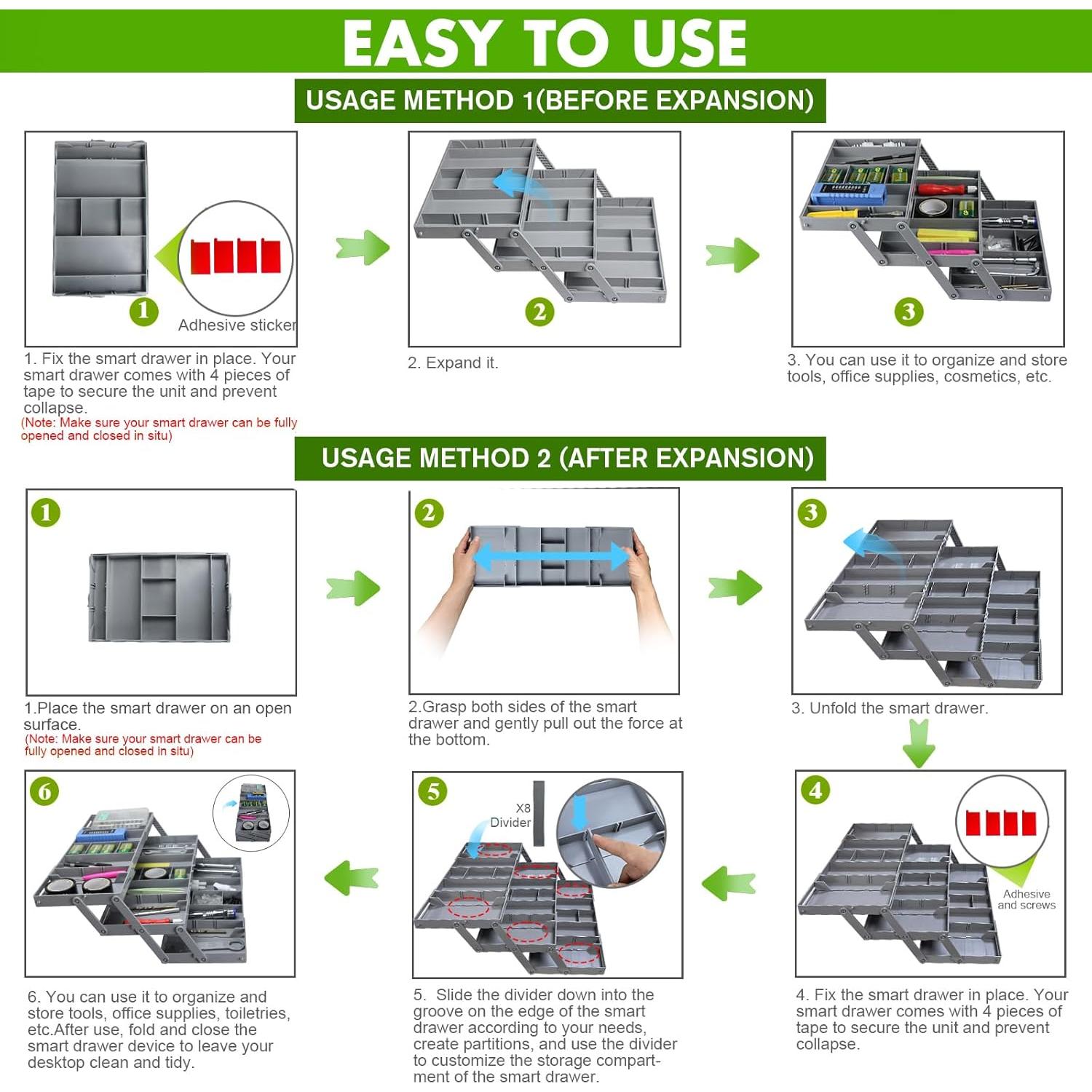 Organizador de Cajones Expandible Gisiyunly 3 Niveles Gris