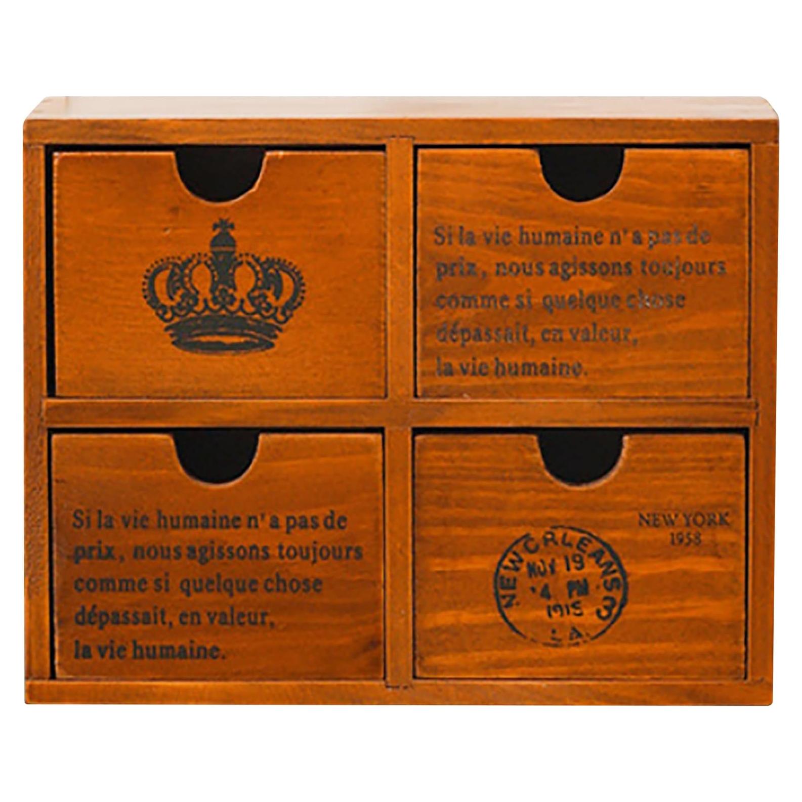 Organizador de Escritorio Woodaholic 4 Cajones Madera Caoba