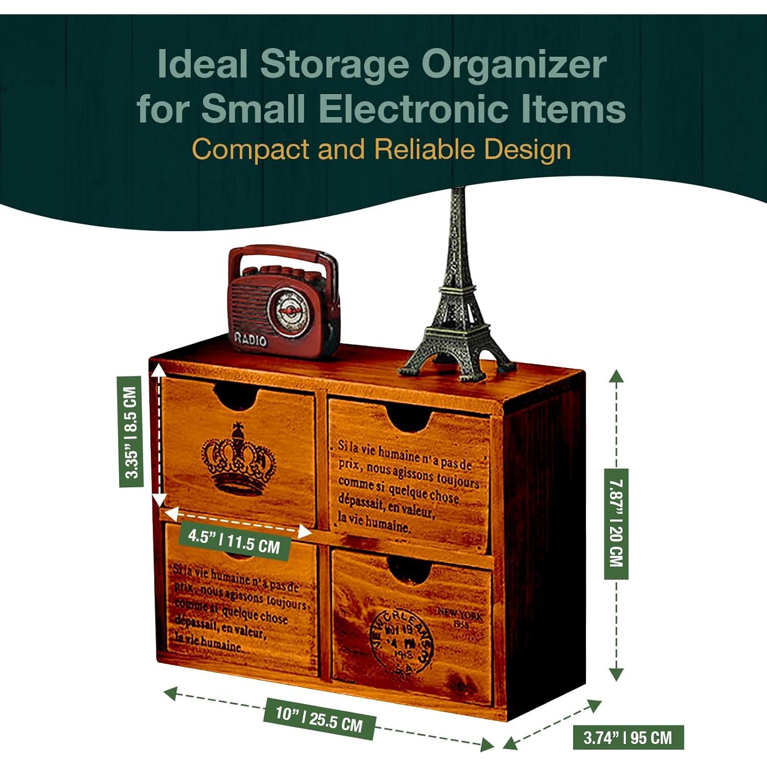 Organizador de Escritorio Woodaholic 4 Cajones Madera Caoba