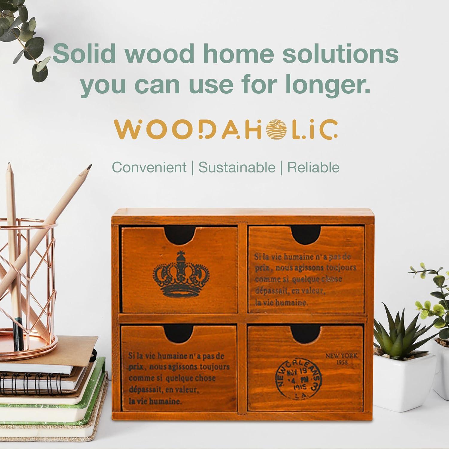 Organizador de Escritorio Woodaholic 4 Cajones Madera Caoba