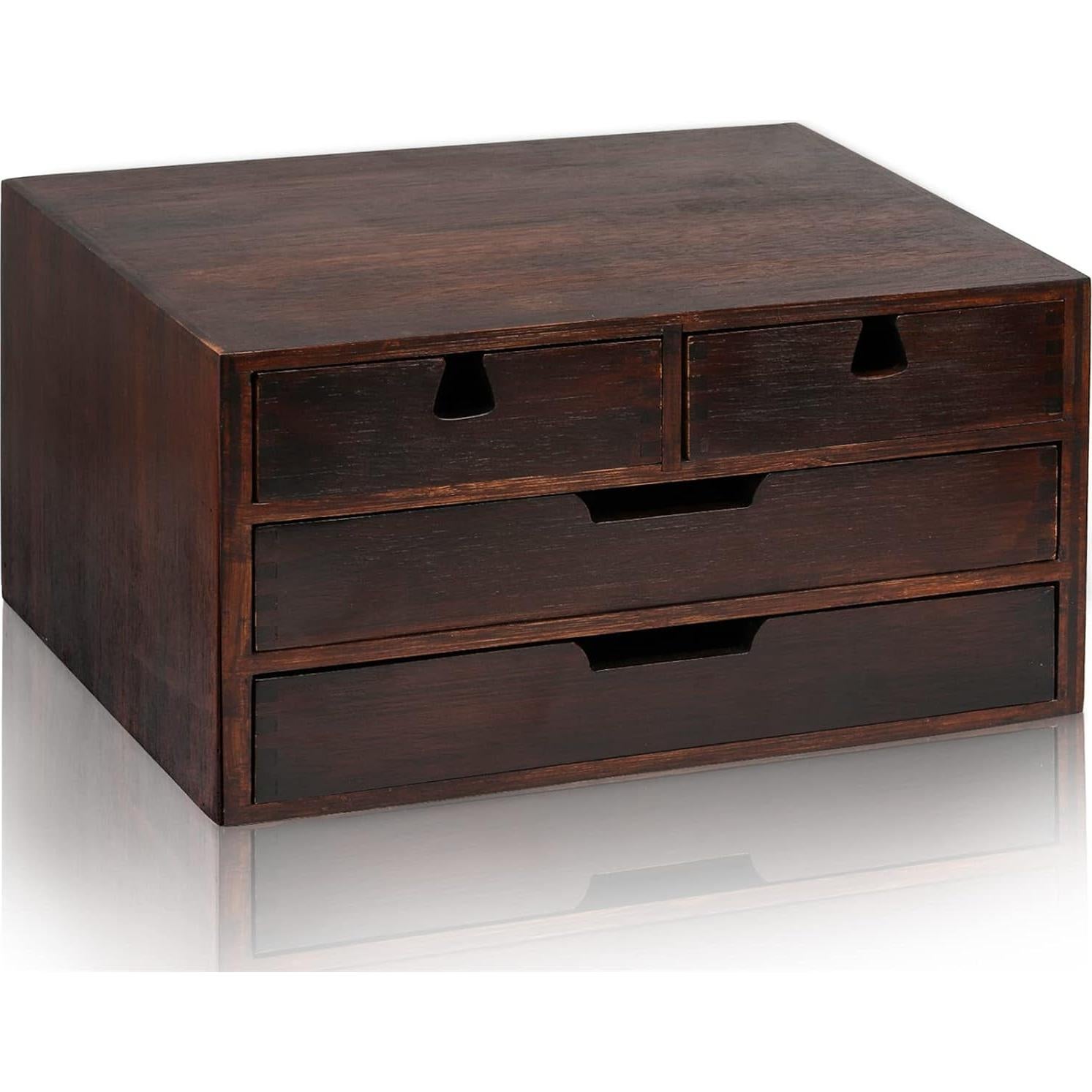 Organizador de Escritorio DEAYOU de Bambú Natural con 4 Cajones