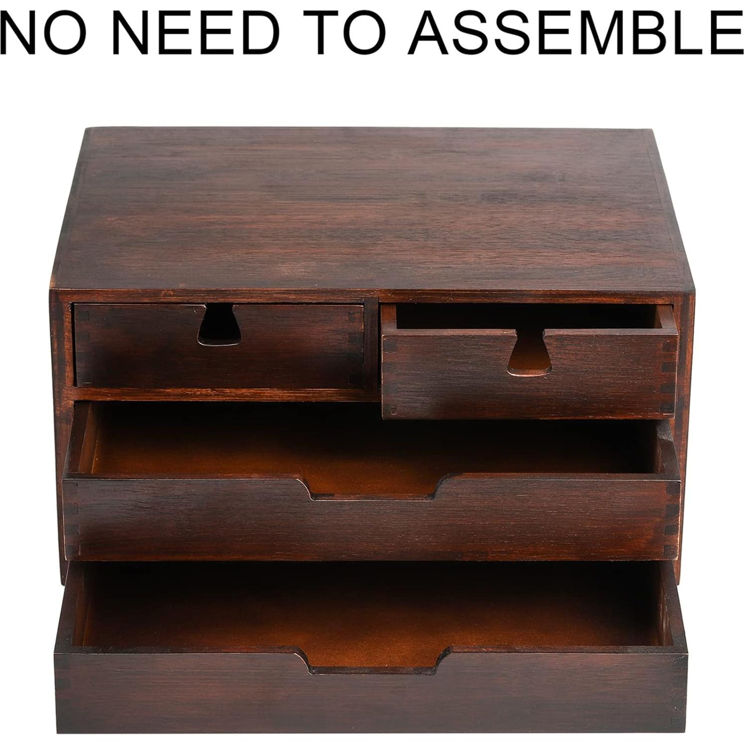 Organizador de Escritorio DEAYOU de Bambú Natural con 4 Cajones