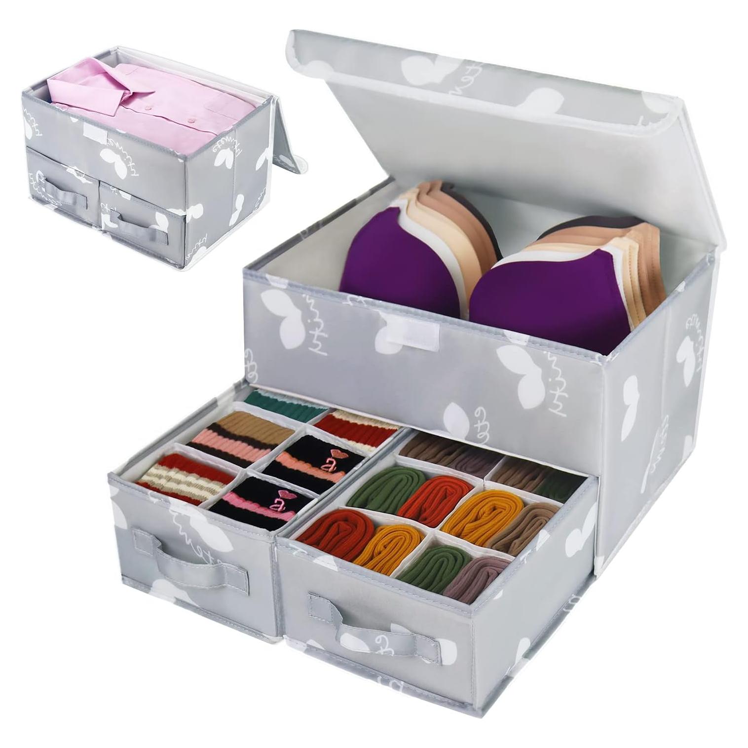 Organizador de Cajón EASEVE 2 Piezas Gris para Ropa Interior