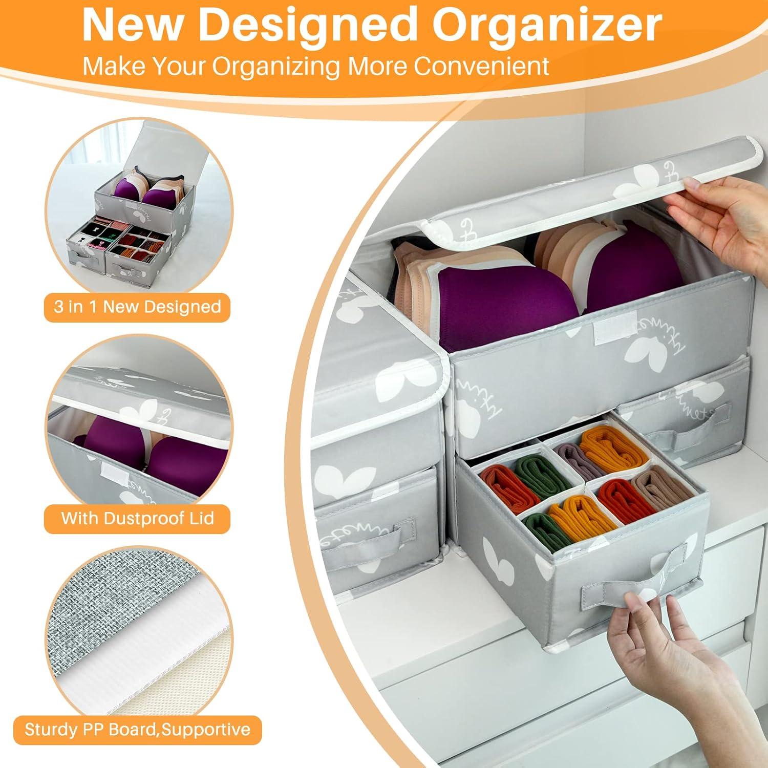 Organizador de Cajón EASEVE 2 Piezas Gris para Ropa Interior