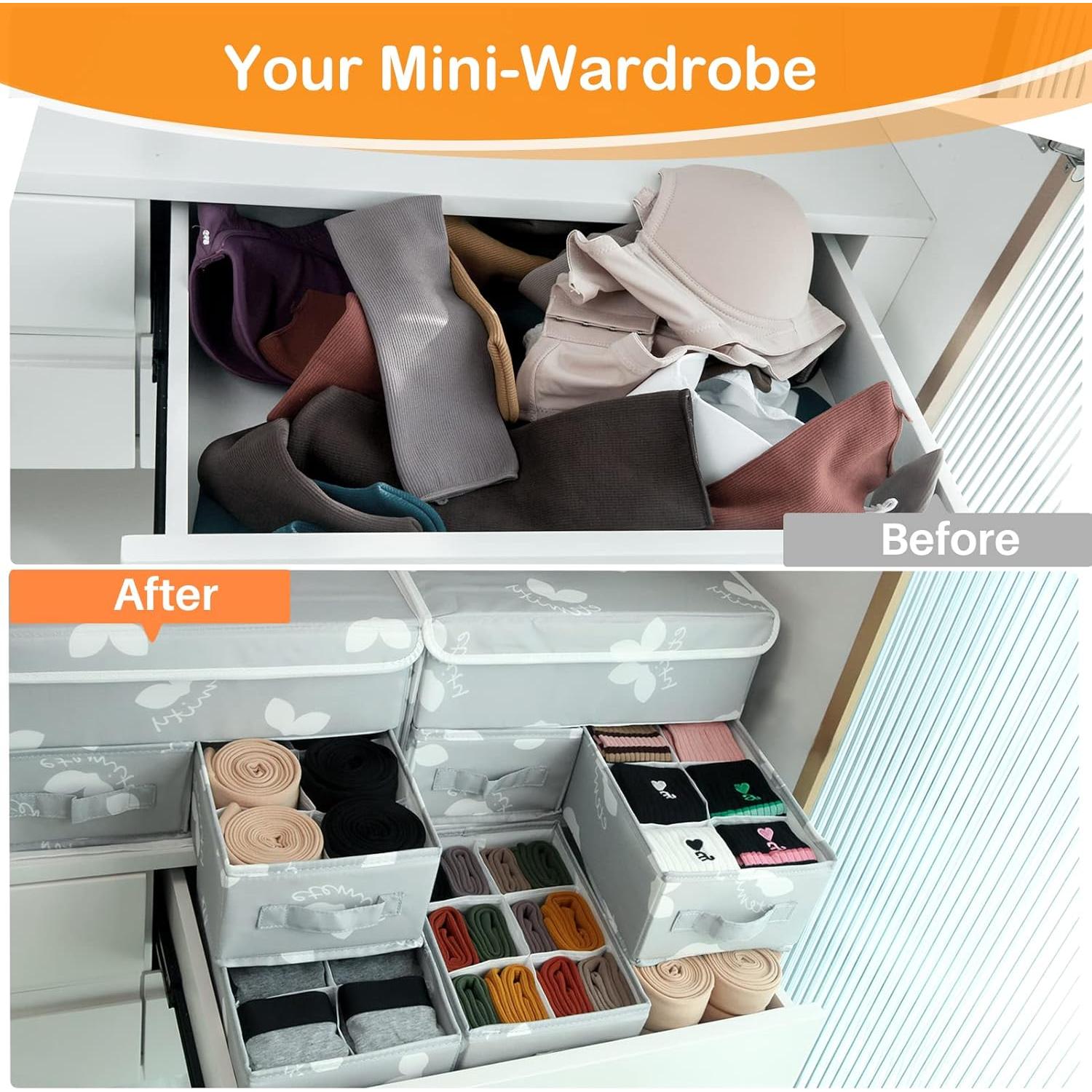 Organizador de Cajón EASEVE 2 Piezas Gris para Ropa Interior